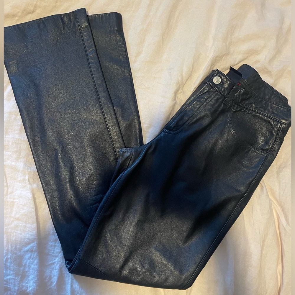 Ralph Lauren Navy 100% Leather Pants